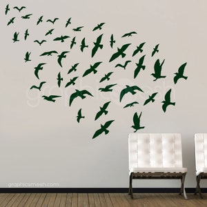 Vogelschwarm Wandaufkleber: Vinyl Art Interior Decor - Set of 47 | Wieder ablösbare Aufkleber