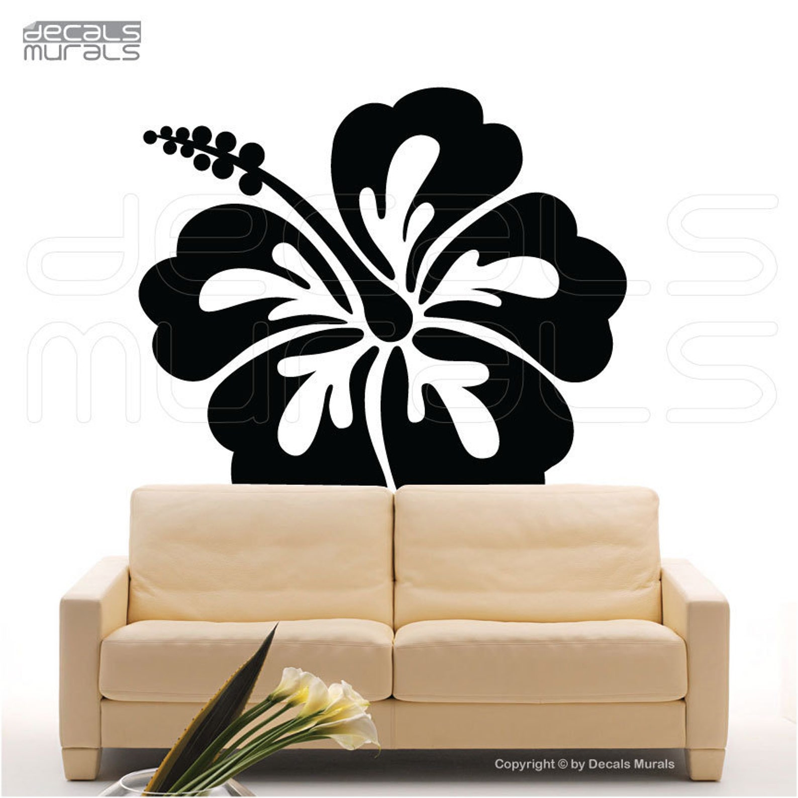 Wall Decals HAWAIIAN FLOWER HIBISCUS Large Vinyl Decor Etsy