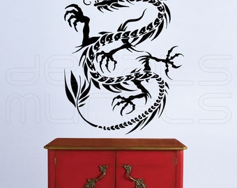 Wall decals CHINESE DRAGON Tribal wall tattoo Vinyl stickers decor by Decals Murals (28x37)