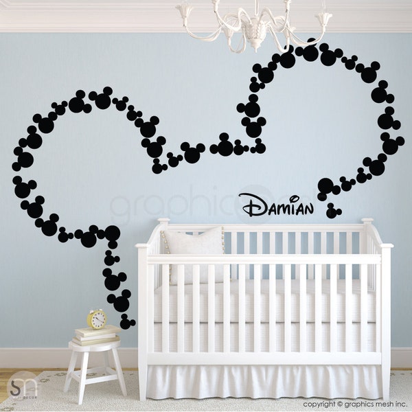 Wall decals MICKEY MOUSE inspired ears & Personalized Baby Surface graphics by Decals Murals