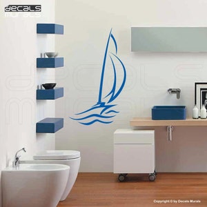 Muur stickers abstracte zeilboot grote Muurstickers kunst door Decals muurschilderingen 28 x 48