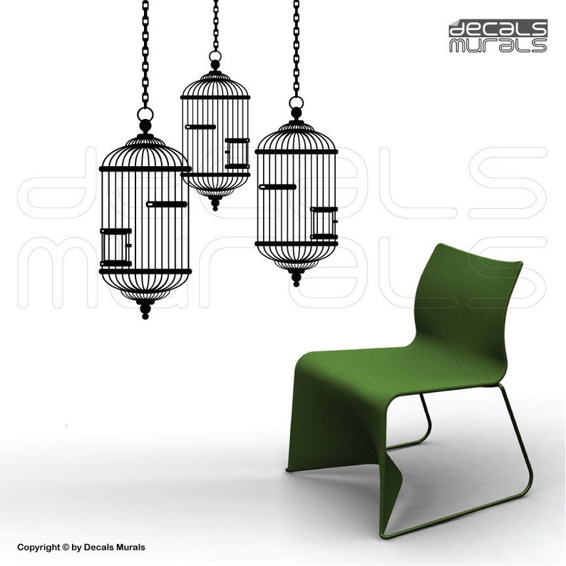 Wall Decal BIRD CAGES Modern Vinyl Art Stickers Decor by Etsy