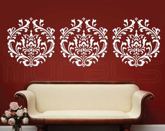 Wall Decal DAMASK decals wallpaper stickers by Decals Murals (22x20) Set of 3