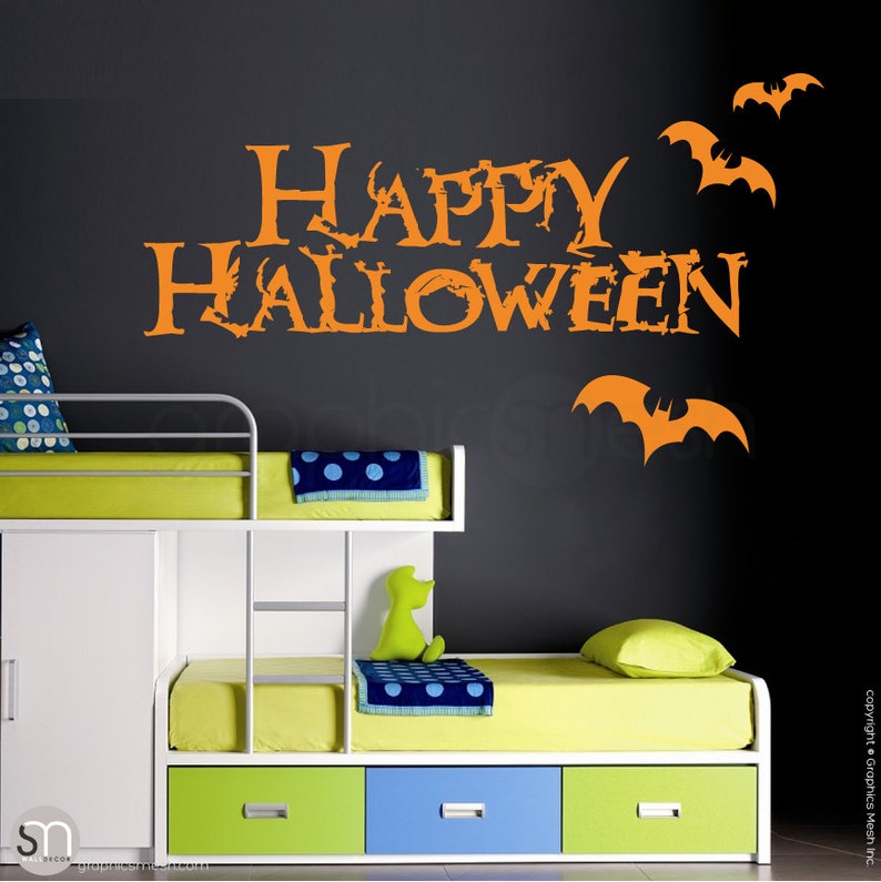 Wall decals HAPPY HALLOWEEN SIGN Removable vinyl lettering interior decor image 3