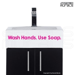 Wall decals QUOTE Wash Hands Use Soap - Vinyl lettering stickers decor by Decals Murals