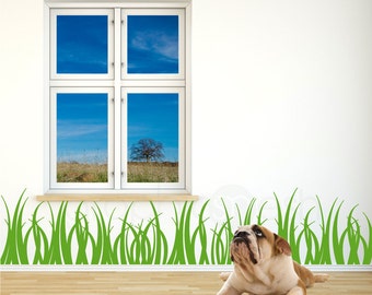 GRASS WALL DECALS 15 inch tall - Vinyl art stickers - Interior decor