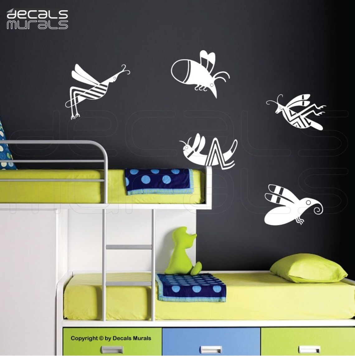Wall Decals FLYING INSECTS Removable Vinyl Stickers by Decals Murals - Etsy