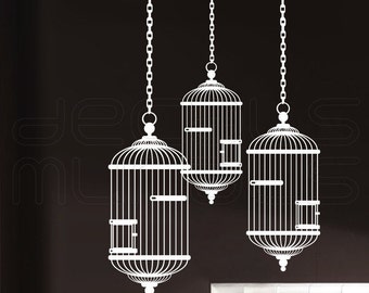 Wall decals BIRD CAGES Vinyl art removable stickers interior decor by Decals Murals (Medium)