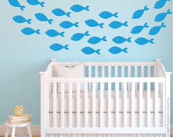 SCHOOL OF FISH wall decals - Nursery children decor - Underwater Set - by Decals Murals