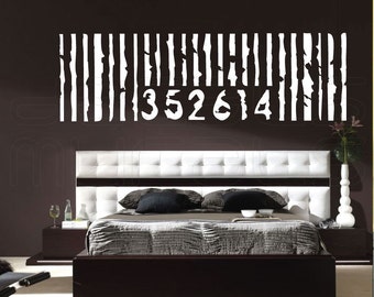 Wall decal PERSONALIZED OVERSIZED BARCODE Vinyl art decor stickers by Decals Murals (22x71)