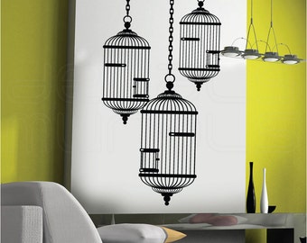 Wall decal BIRD CAGES Modern vinyl art stickers decor by Decals Murals (Large)