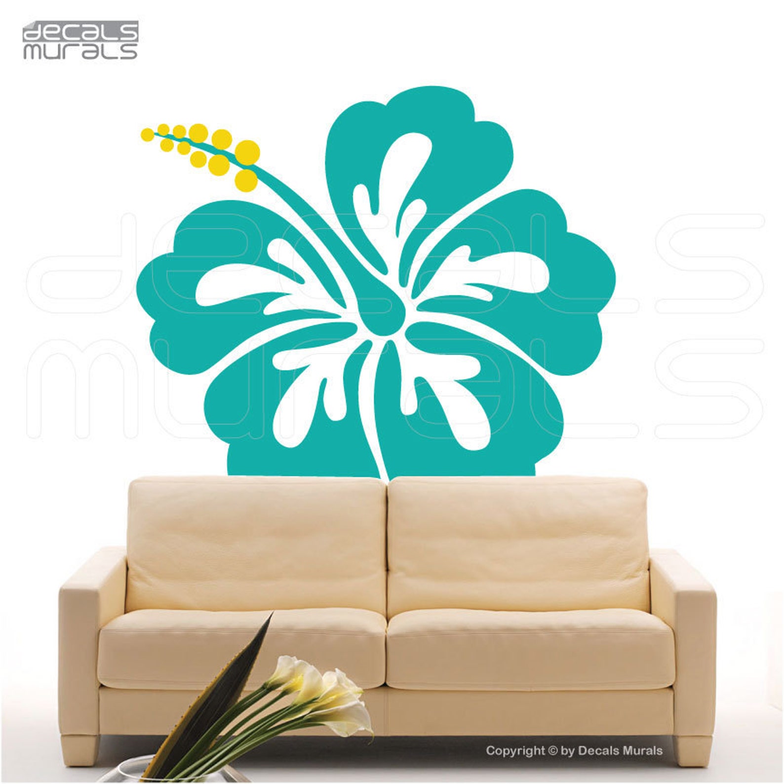 Wall Decals HAWAIIAN FLOWER HIBISCUS Large Vinyl Decor Etsy