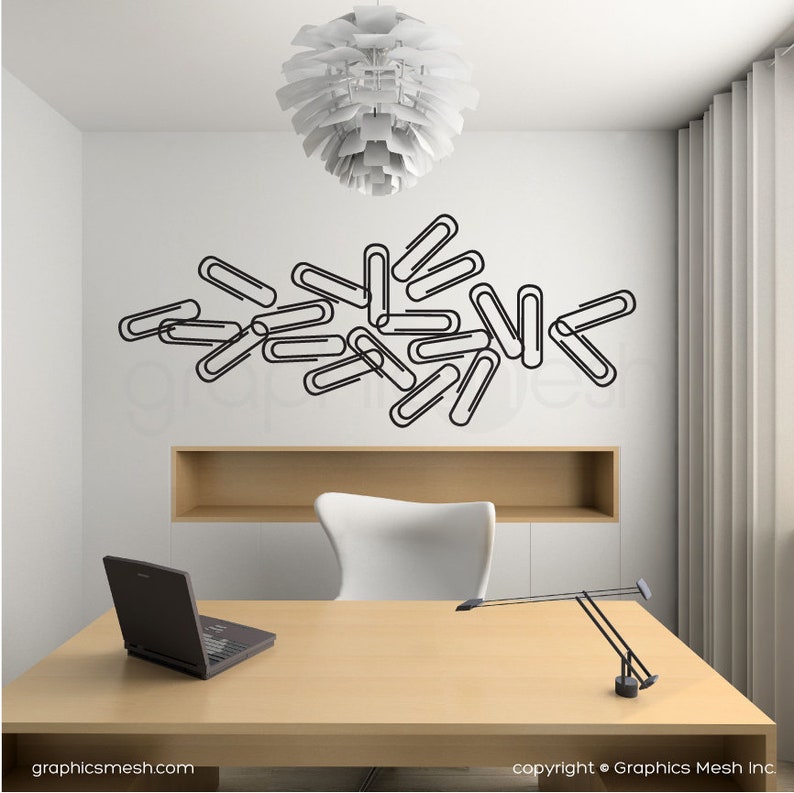 Wall Decals PAPER CLIPS Office & Home Decor Removable Wall Etsy