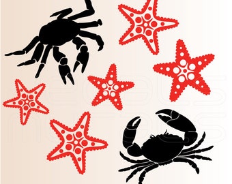 Wall decals STAR FISH and CRABS removable vinyl stickers by Decals Murals