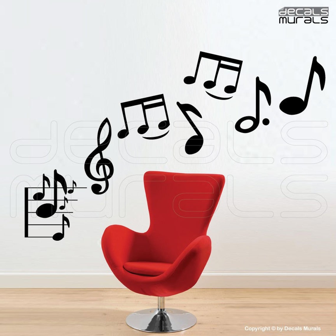 Wall Decals MUSICAL NOTES Vinyl Art Stickers Modern Decor by Decals ...
