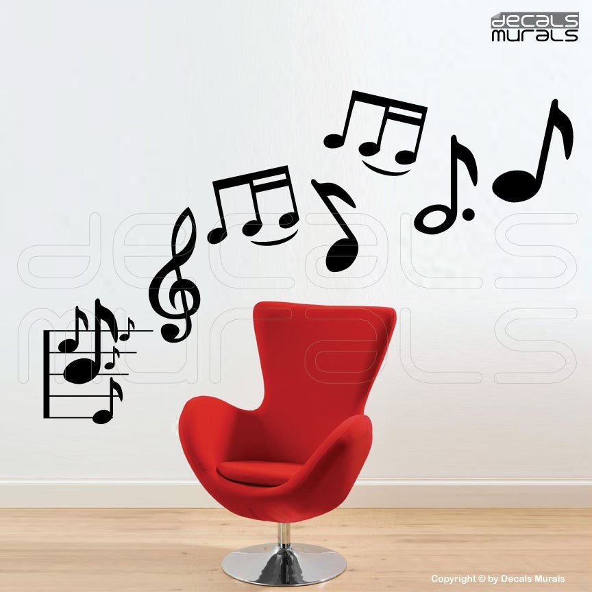 Wall Decals MUSICAL NOTES Vinyl Art Stickers Modern Decor by Decals ...