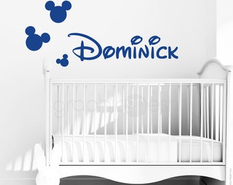 Mickey Mouse style PERSONALIZED BABY NAME Wall decal interior decor by Decals Murals