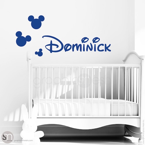 Name Wall Decal Mickey Mouse Head Ears Vinyl Decals Sticker Etsy