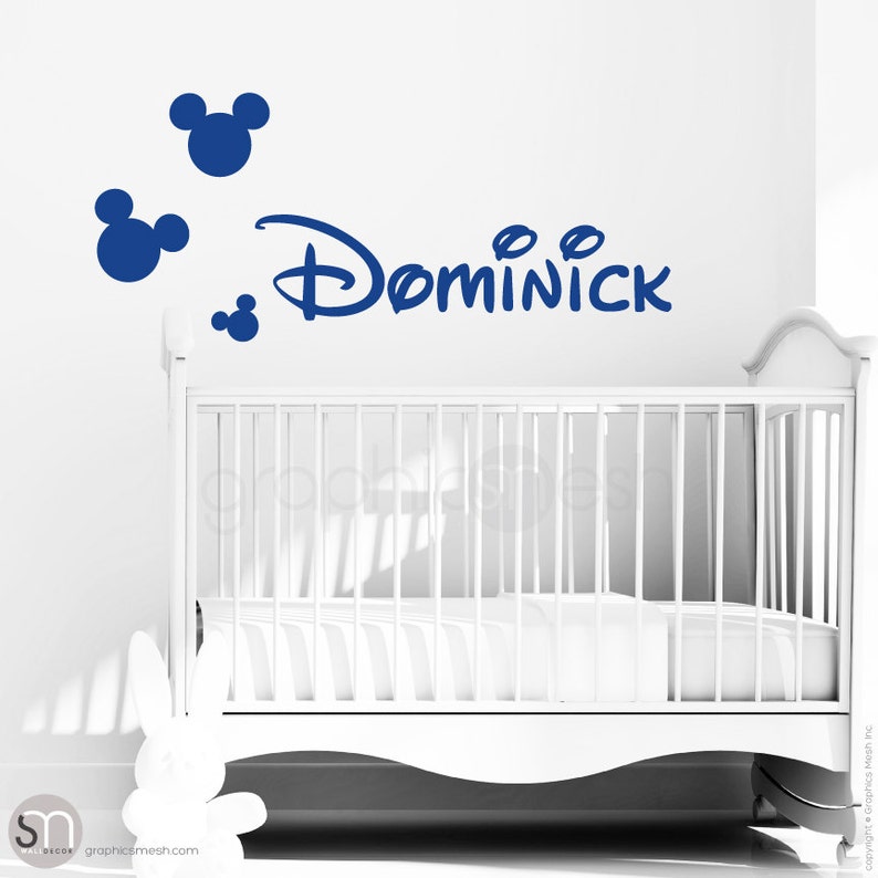 Mickey Mouse style PERSONALIZED BABY NAME Wall decal interior decor by Decals Murals image 1
