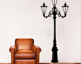 Vintage Straßenlaterne Wandtattoo | Pariser Wandaufkleber | Retro Street Light Wandkunst | Europäisches Cafe Dekor Wohnzimmer