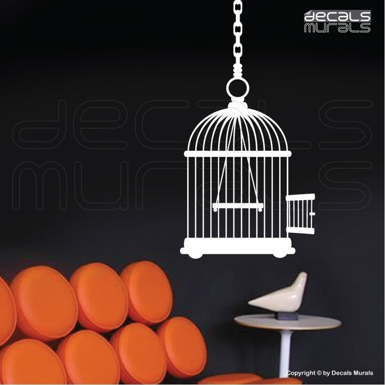 Wall Decal OPEN BIRD CAGE Unique Vinyl Art Stickers Surface Etsy