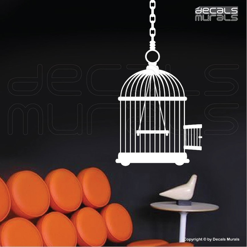Wall Decal OPEN BIRD CAGE Unique Vinyl Art Stickers Surface Etsy