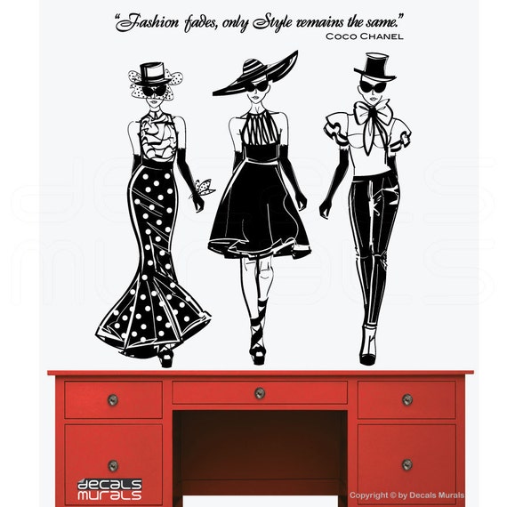 With FASHION Decals Chanel Mesh by Denmark Etsy Interior MODELS Surface Graphics - Decor Graphics Quote Coco Wall