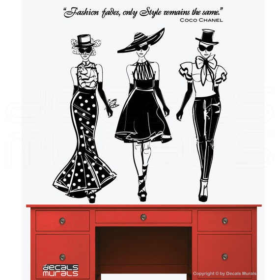 Wall Decals FASHION MODELS With Coco Chanel Quote Surface Graphics Interior  Decor by Graphics Mesh - Etsy Denmark