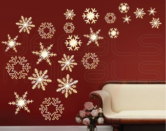 Wall decals SNOWFLAKES FALLING Holidays Christmas wall decor by Decals Murals (Set of 23)