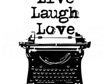 Wall decals ANTIQUE TYPEWRITER "Live Laugh Love" Vinyl art decor by Decals Murals (20x28)