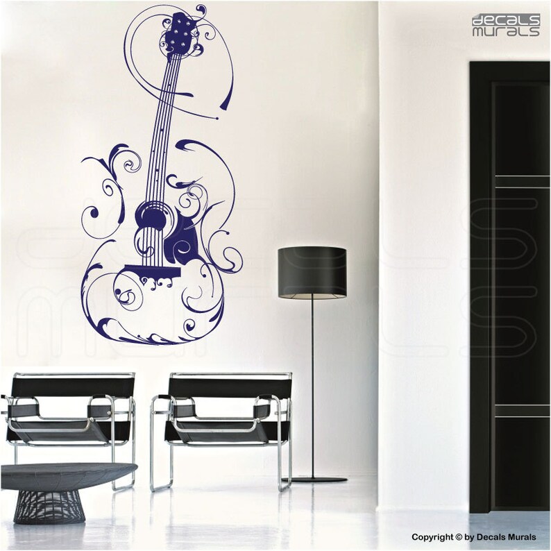 Wall Decals FLORAL GUITAR Vinyl Art Surface Graphics Etsy