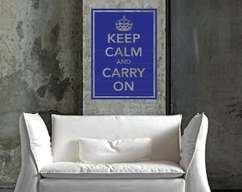 Wall decals KEEP CALM and CARRY On Quote vinyl lettering interior decor by Decals Murals (28x39)