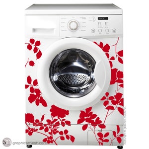 ROSES WASHER DECOR - Domesticated Wall Decals Laundry decorating by GraphicsMesh
