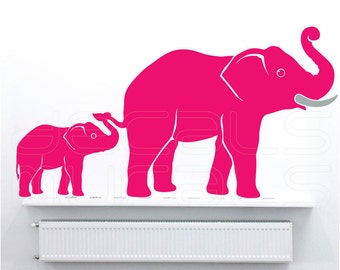Wall decals MOM & BABY ELEPHANTS Family nursury interior decor by Decals Murals (24x44)