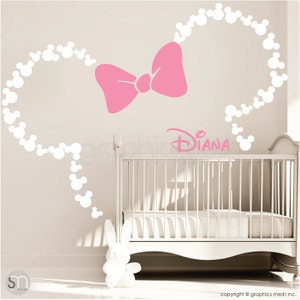 Minnie Mouse Inspired Headboard Mickey Ears With Bow Wall Etsy Minnie Mouse Inspired Headboard Mickey Ears With Bow Wall Etsy