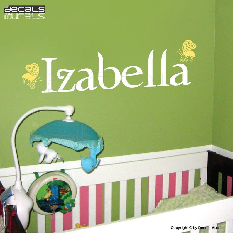 Personalized Custom NAME WITH BUTTERFLIES - Wall Decals Interior Decor ...