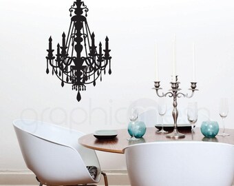 Kronleuchter Wandtattoo | Elegantes Schälen und Aufkleben Wandsticker | Pariser Schlafzimmer Dekor | Eitelkeit Schönheit Raum Kunst | Abnehmbares Luxusdekor