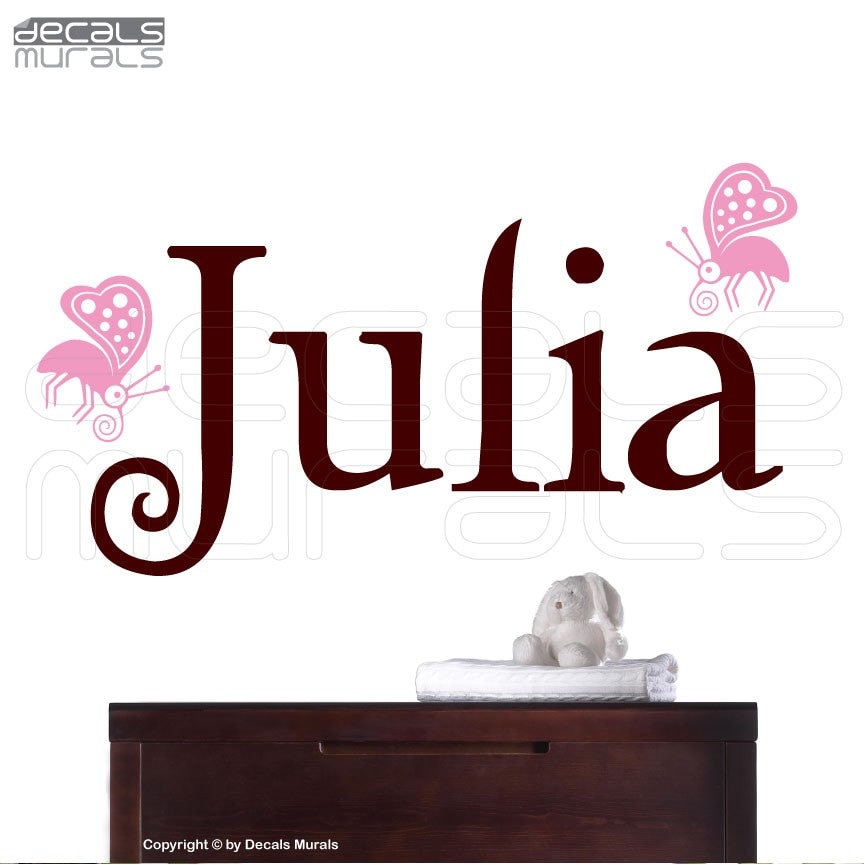 Personalized Custom NAME WITH BUTTERFLIES - Wall Decals Interior Decor ...