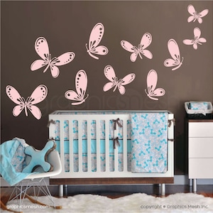 FLUTTER OF BUTTERFLIES wall decals - Nursery children decor - Flying butterfly group by Graphics Mesh