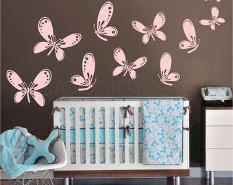 FLUTTER OF BUTTERFLIES wall decals - Nursery children decor - Flying butterfly group by Graphics Mesh