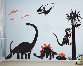 Wall decals DINOSAUR ADVENTURE dino's jungle world Boys & nursery decor by GraphicsMesh