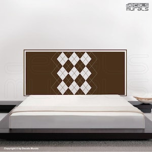 Wall decal headboard ARGYLE PRINT Interior bedroom decor by Decals Murals