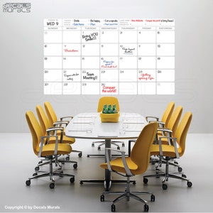Wall decals DRY ERASE Monthly CALENDAR Office interior decor by Decals Murals