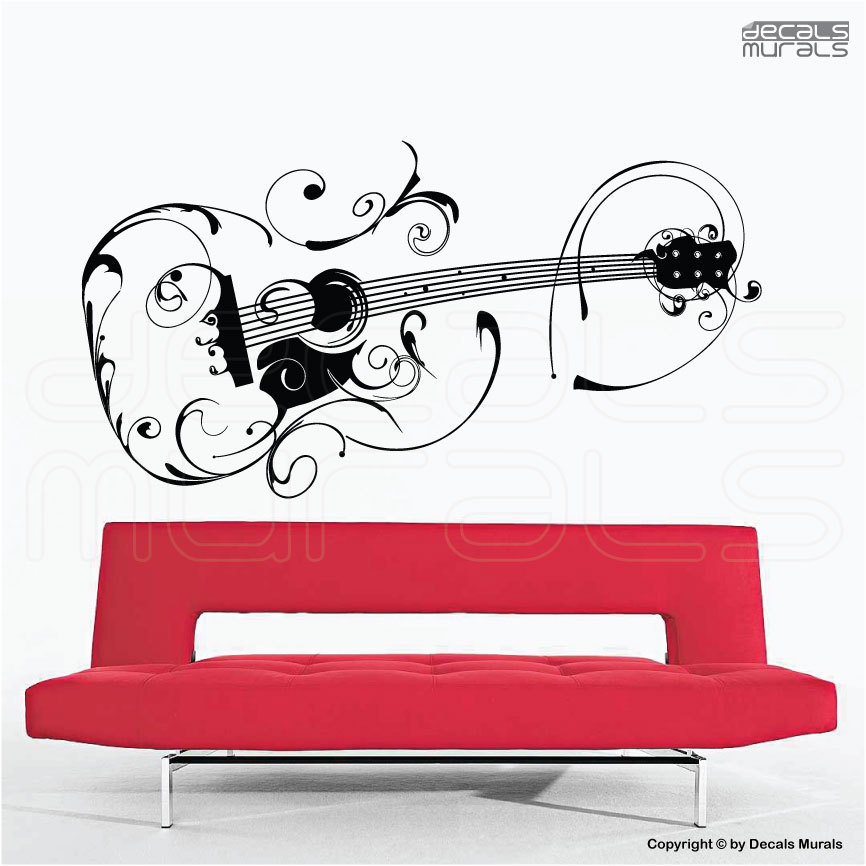 Wall decals FLORAL GUITAR Vinyl art surface graphics Etsy