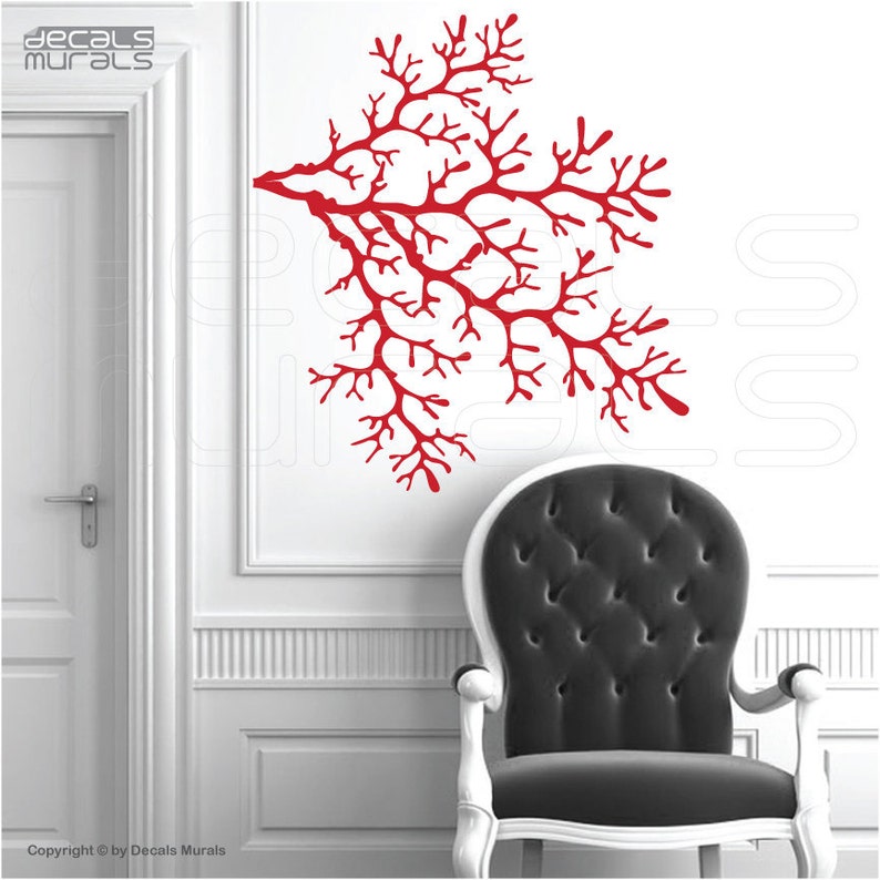 Wall decals 4 CORAL REEF BRANCHES Vinyl art Marine decal Ocean interior decor Coral nursery stickers by Decals Murals 29x32 image 1