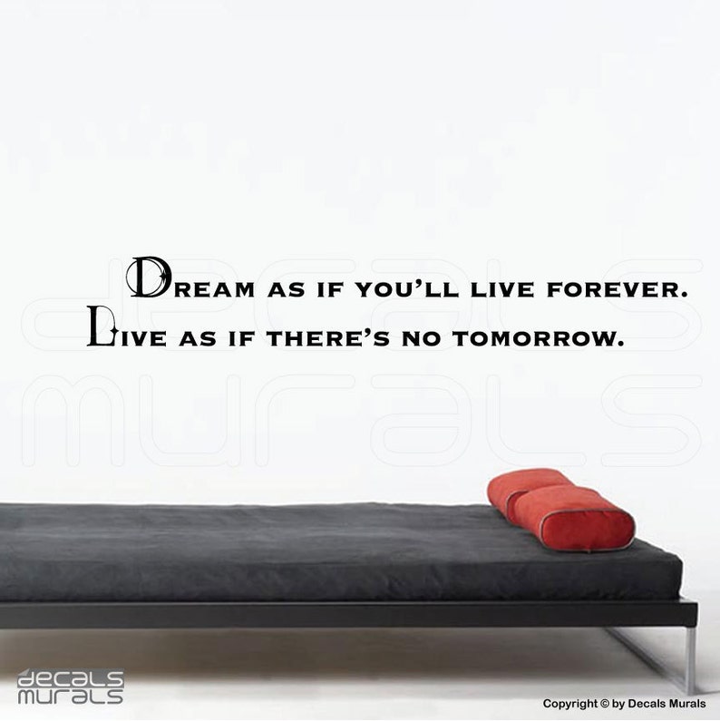 Wall decals DREAM as if You'll live forever. LIVE as if there's no tomorrow Vinyl lettering for walls by Decals Murals image 1
