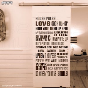Wall decals HOUSE RULES Vinyl quote lettering surface graphics - Interior decor by Decals Murals