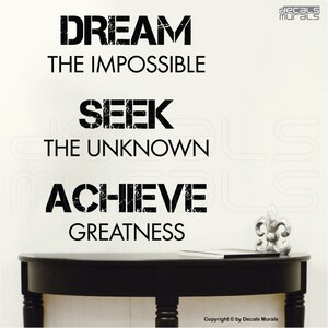 Wall decals DREAM SEEK ACHIEVE Vinyl lettering art interior decor by Decals Murals (20x28)
