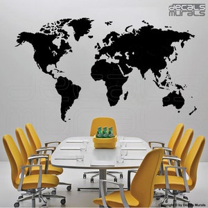Autocollants muraux CARTE DU MONDE DÉTAILLÉE Autocollants d’art en vinyle décoration intérieure pour la maison ou le bureau