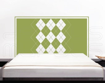 Wall decal headboard ARGYLE PRINT Vinyl surface graphics interior decor by Decals Murals (Full size bed)